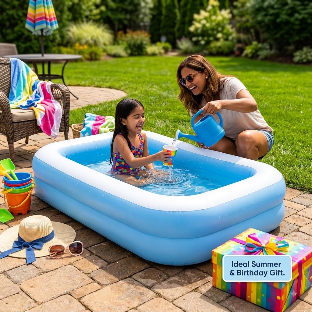 Swimming Pool 5.5 Feet for Kids, Inflatable Round Baby Pool