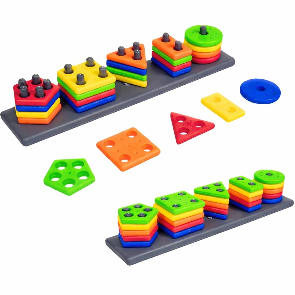 Geometric Sorting Stacking Balancing Toy for Toddlers and Kids 5 Angle Blocks 25 Pcs
