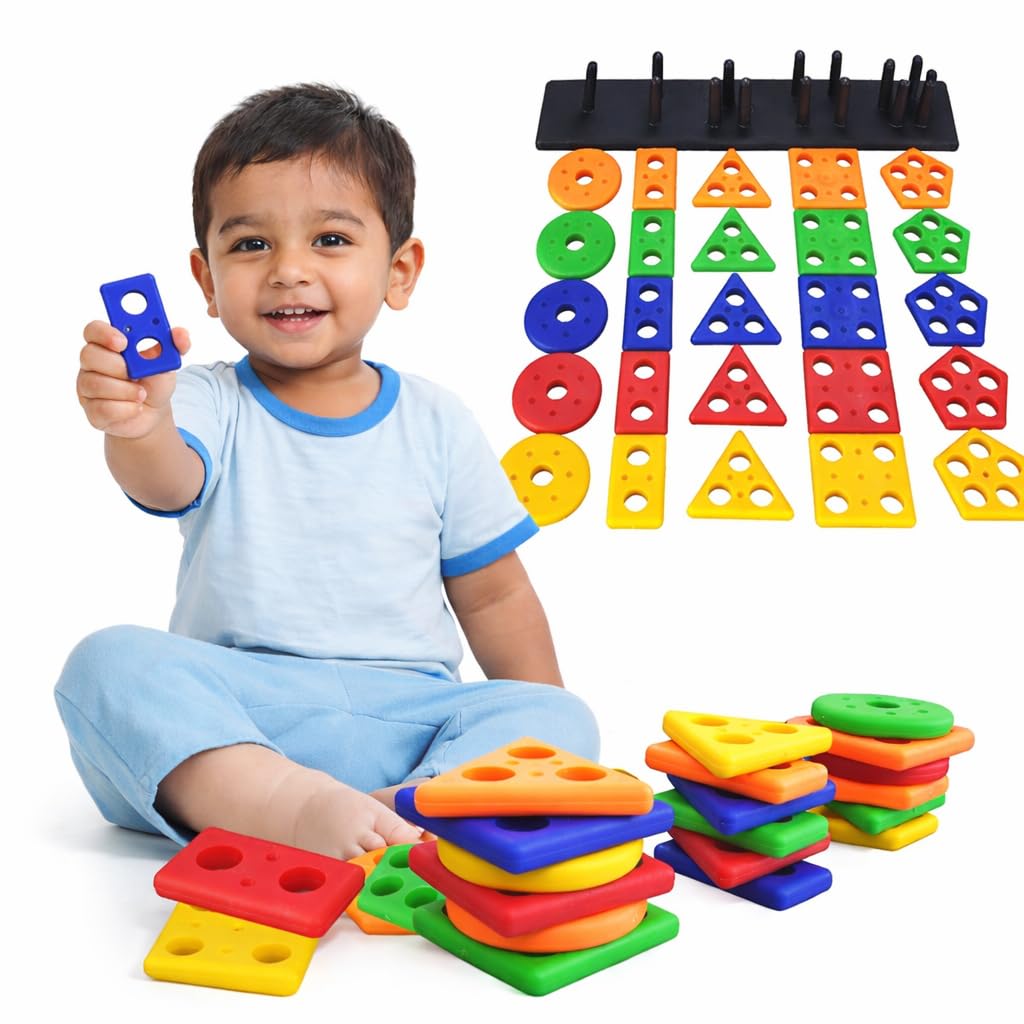 Geometric Sorting Stacking Balancing Toy for Toddlers and Kids 5 Angle Blocks 25 Pcs