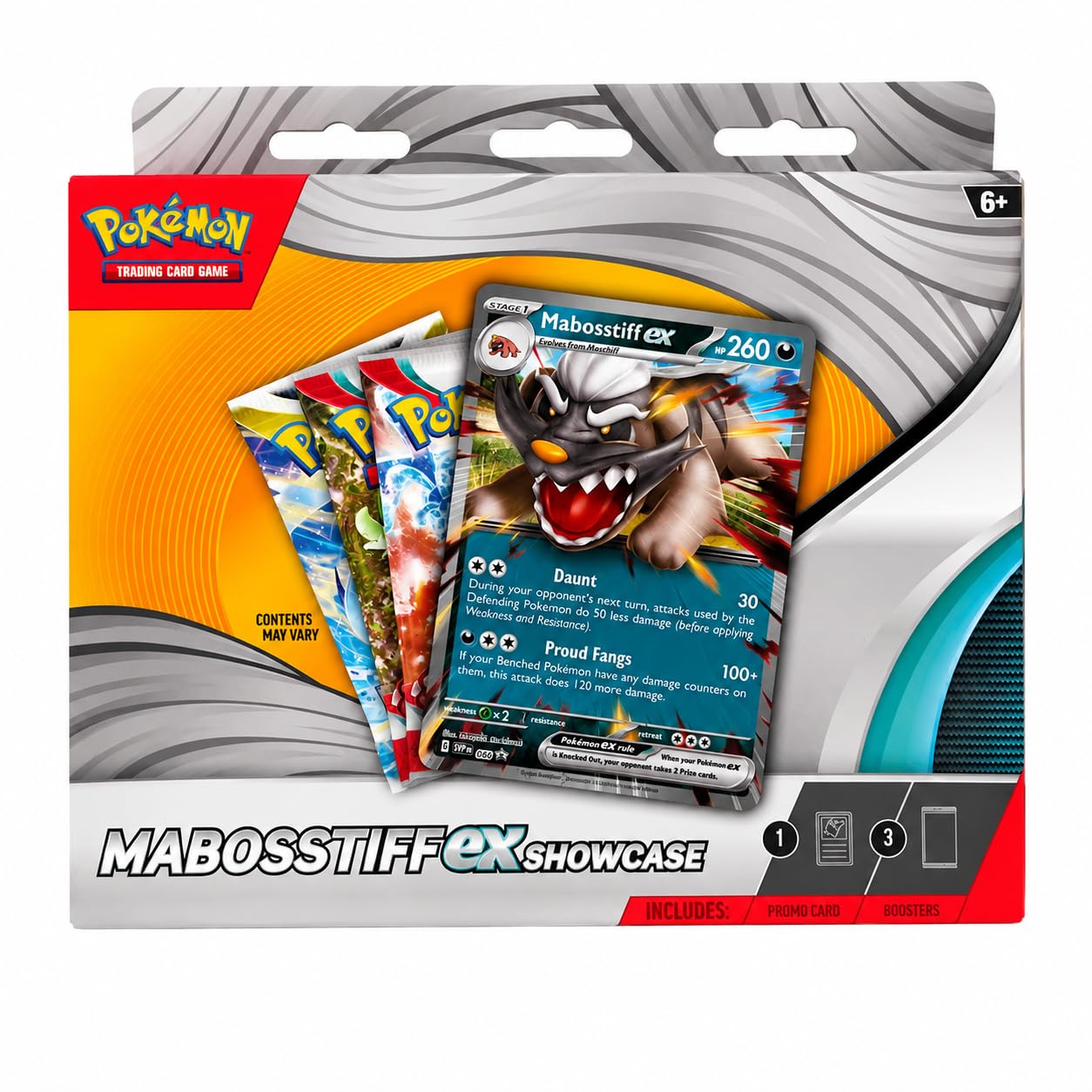 Pokémon TCG Mabosstiff ex Showcase Pack Trading (1 Foil Promo Card - Daunt - Proud Fangs & 3 Booster Packs)