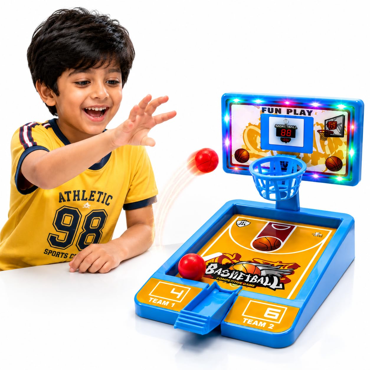 Kids Basketball Set with Adjustable Stand & Table Board Game