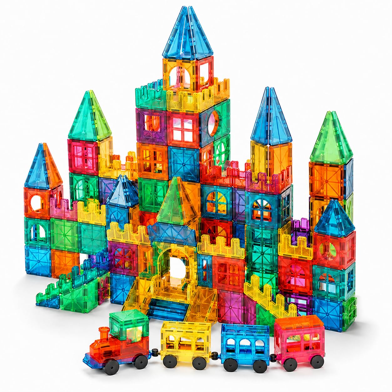 Premium DIY Magnetic Tiles 75 PCS Marble Run Building Blocks for Kids 3+ Years