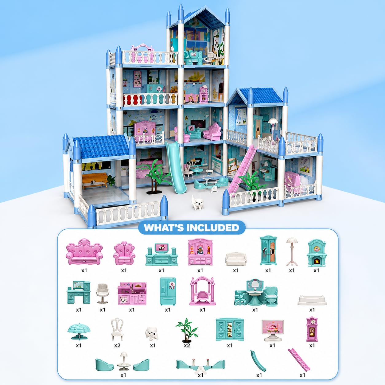 Luxury Barbie Big Doll House Set Dream house Pool Party Doll House
