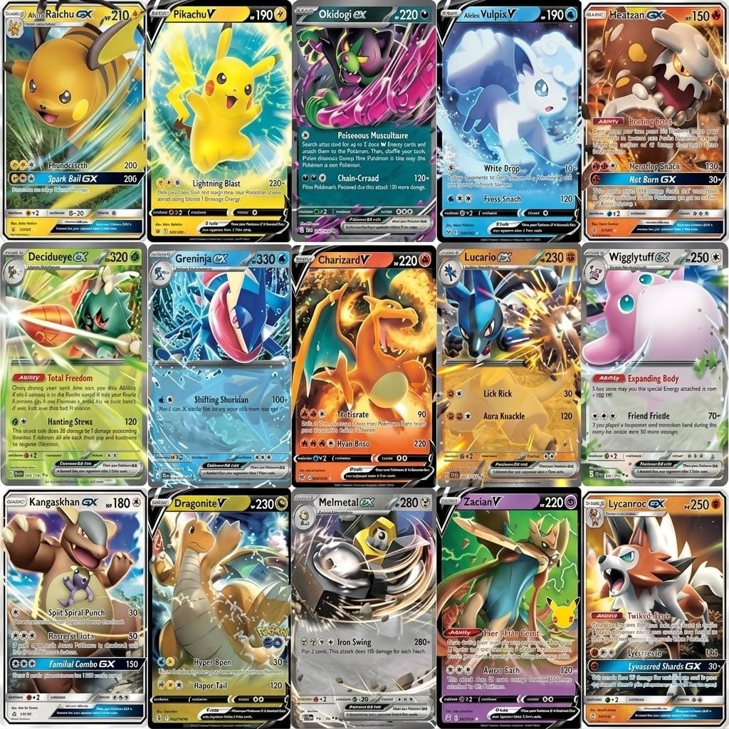 Pokémon TCG 5 English Ultra Rare Card Lot V, GX, EX, Assorted Mix Variety Zero duplicates